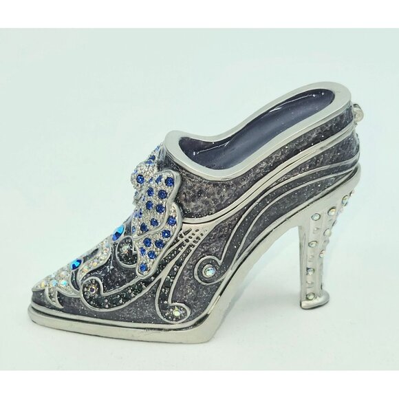Perry Borrelli High Heel Shoe Trinket Box Rhinestones, enameled & Hinged Lid - Picture 4 of 6